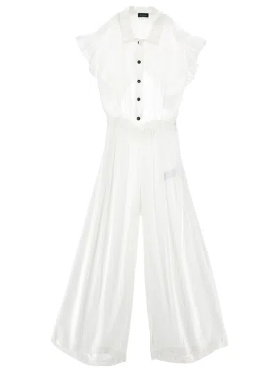 Monnalisa Kids'   Satin Jumpsuit In Cream