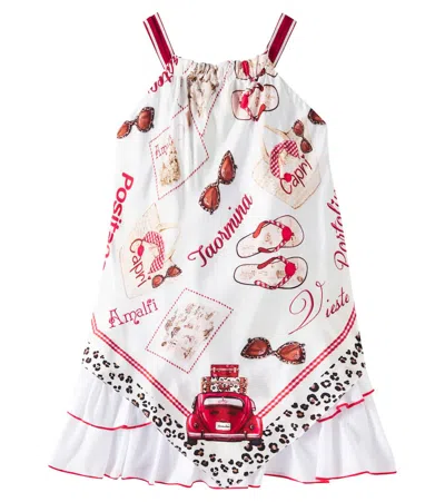 Monnalisa Kids' Illustration-style Print Dress In White