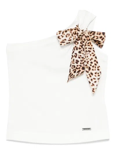 Monnalisa Kids' Scarf-detailing Top In White