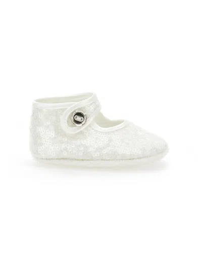 Monnalisa Kids' Sequin-embellished Ballerina Shoes In White