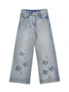 Monnalisa Butterfly-embroidered Jeans In Gray