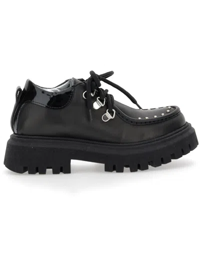 Monnalisa Kids' Stud-embellished Leather Loafers In Black