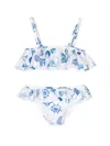 Monnalisa Seashell-print Ruffle Bikini In 白色
