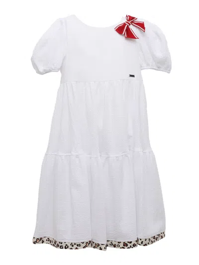 Monnalisa Kids' Seersucker Capri Dress In Gray