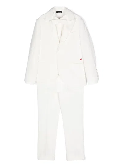 Monnalisa Seersucker Suit Set In Neutrals