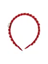 Monnalisa Sequin And Pearl Headband In Red