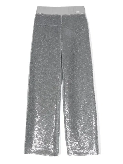Monnalisa Kids' Sequin-embellished Trousers In Silver