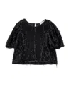 Monnalisa Sequin Fringe Top In Black