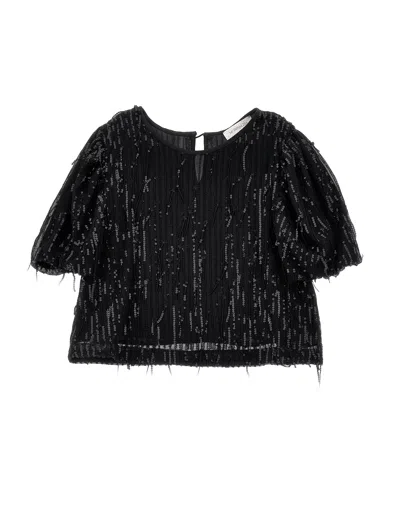 Monnalisa Kids'   Sequin Fringe Top In Black