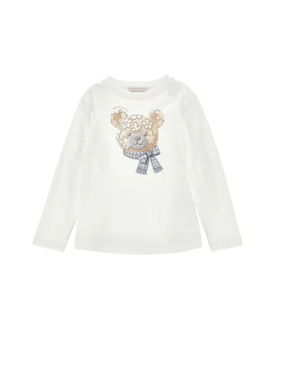 Monnalisa Babies'   Sequin Teddy Bear T-shirt In White