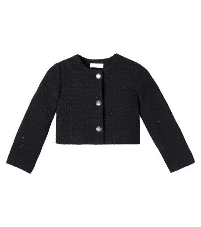 Monnalisa Kids' Sequined Bouclé Jacket In Black