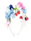 Monnalisa Sequined-cherries Satin Headband In White