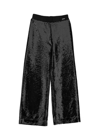 Monnalisa Kids'   Sequined Palazzo Trousers In Black