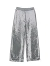Monnalisa Sequined Palazzo Trousers In Silver