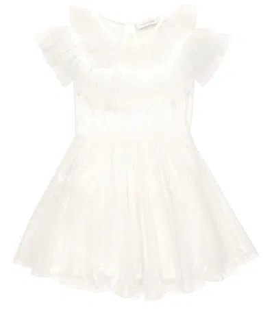 Monnalisa Kids' Sequined Ruffle Dress In White