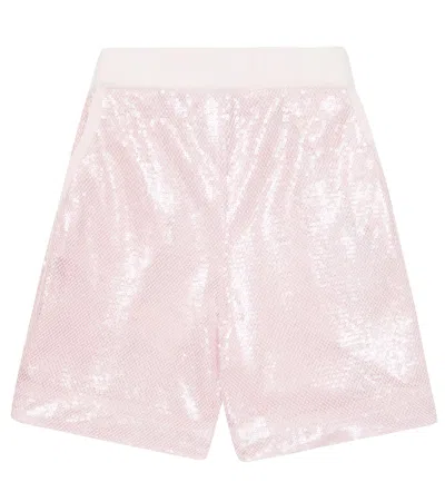 Monnalisa Kids'   Elegant Sequin Bermuda Shorts In Dusty Pink Rose