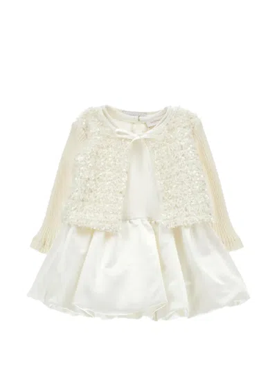 Monnalisa Babies' Sequin-embellished Layered-effect Dress In Brown