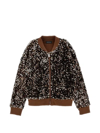 Monnalisa Kids' Sequin-embellished Zip-up Jacket In Black