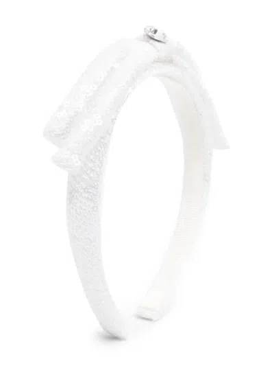 Monnalisa Kids' Sequinned Bow-detail Hairband In Neutrals