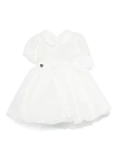 Monnalisa Babies' Sequinned Dress In White