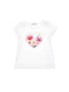Monnalisa Sequinned Heart Jersey T-shirt In White