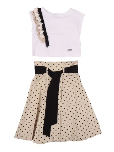 Monnalisa Kids'  Set Gonna E Top Pois Pope In Sand