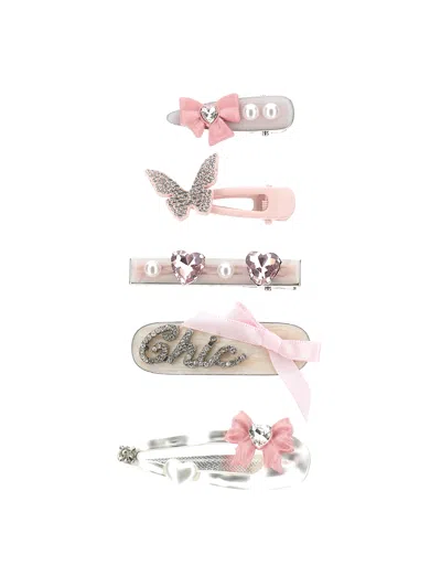 Monnalisa Kids' Set Mit 5 Haarspangen In Pink