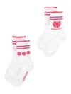 Monnalisa Set Of Scottish Thread Tennis Socks In White + Cherry Red