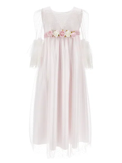 Monnalisa Kids'   Seville Dress Tulle Polka Dots In Pink