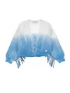 Monnalisa Shaded Cotton Cardigan In Light Blue