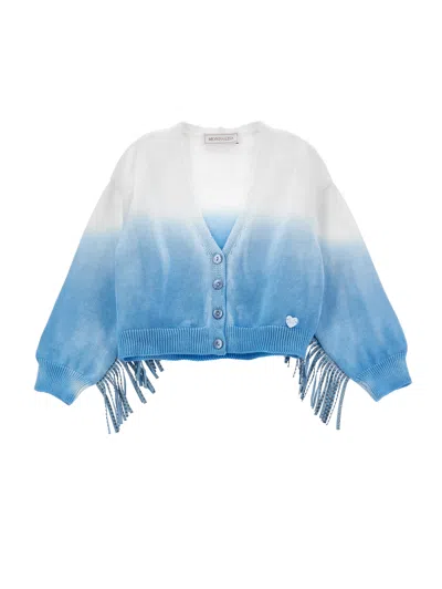 Monnalisa Kids'   Shaded Cotton Cardigan In Light Blue