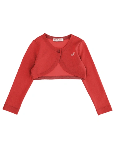 Monnalisa Kids'   Shaved Crepe Cardigan In Red