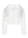 Monnalisa Shawl-collar Cropped Jacket In White
