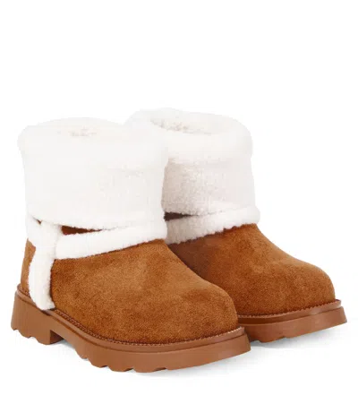 Monnalisa Kids' Shearling-lined Ankle Boots In Multi