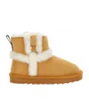 Monnalisa Shearling-trim Suede Boots In Brown