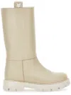 Monnalisa Sheepskin Lining Leather Boots In Ecru