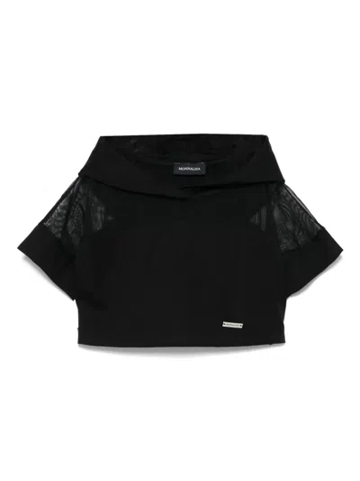 Monnalisa Kids' Sheer-trimmed T-shirt In Black