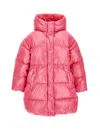Monnalisa Shiny Genuine Down Jacket In Bright Peach Pink