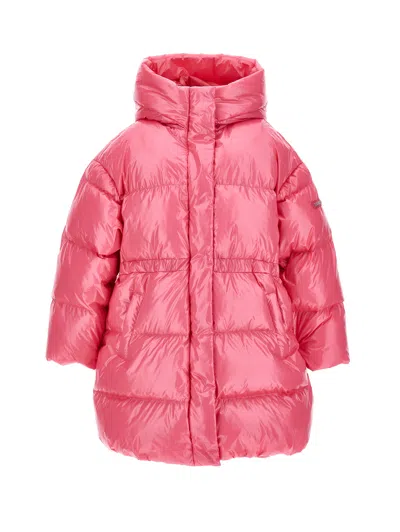 Monnalisa Kids'   Shiny Genuine Down Jacket In Bright Peach Pink