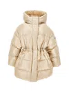 Monnalisa Shiny Genuine Down Jacket In Ecru