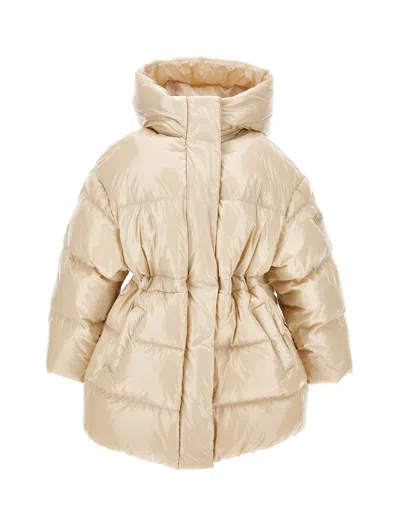 Monnalisa Kids'   Shiny Genuine Down Jacket In Ecru