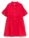Monnalisa Shirred-panel Dress In Red
