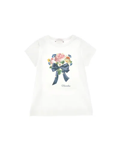 Monnalisa Kids' Printed Cotton-blend T-shirt In White