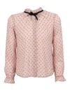 Monnalisa Frilled-neck Polka-dot Shirt In Pink