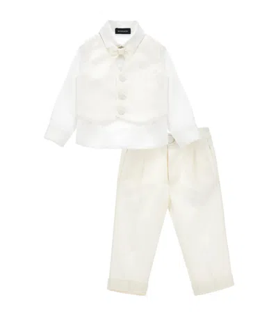 Monnalisa Kids' Shirt, Trousers And Bow Tie Set In White