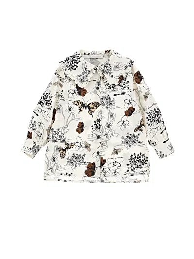 Monnalisa Kids'   Shirt With Maxi Collar In Cream