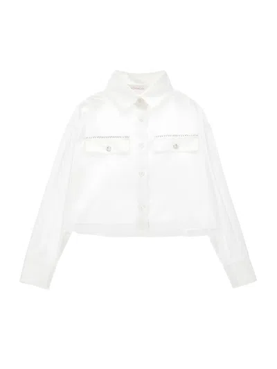 Monnalisa Kids'   Shirt With Rhinestone Flaps In Neutral