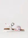 Monnalisa Floral-print Buckled Sandals In White