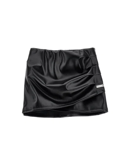 Monnalisa Short Coated Fabric Skirt In Black