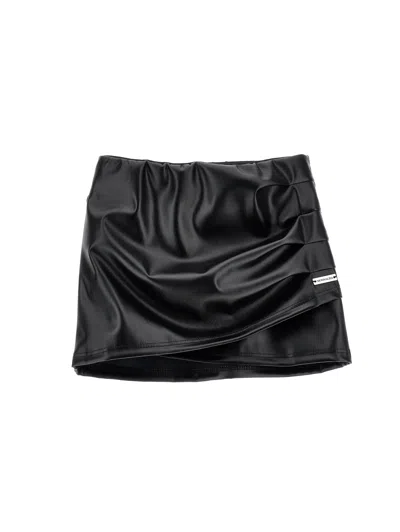 Monnalisa Kids'   Short Coated Fabric Skirt In Black